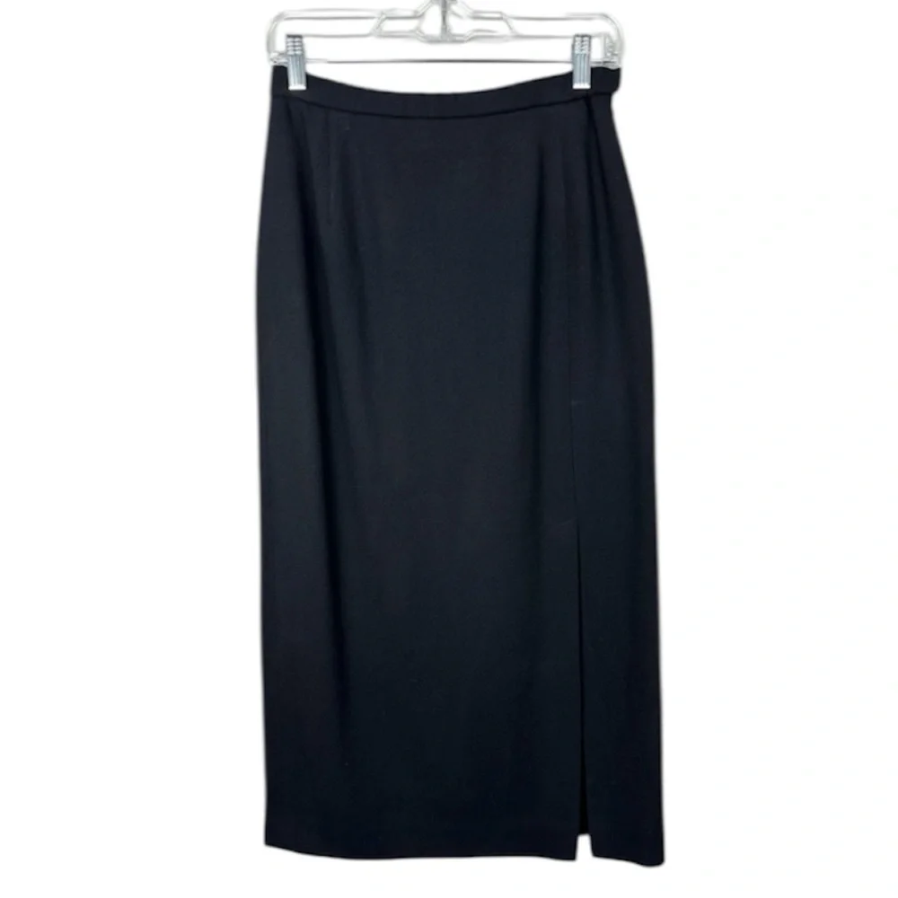 Pendleton Black Long Lined Midi 100% Virgin Wool Pencil Skirt 8